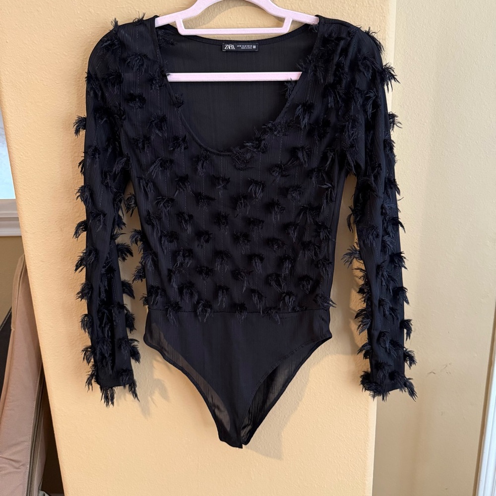 Zara Textured Long Sleeve Bodysuit